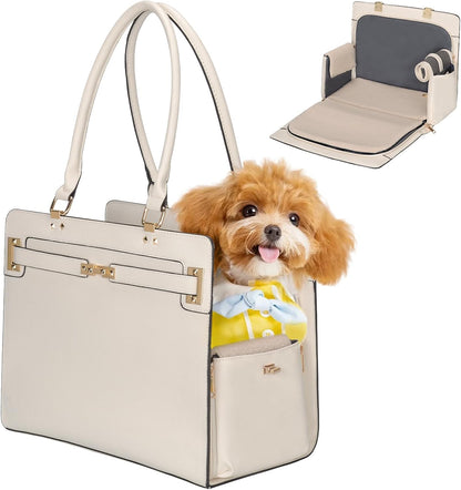 2-in-1 Stylish Dog Purse Carrier Soft-Sided Carriers Travel Tote Bag for Small Dogs Cats, Fashion