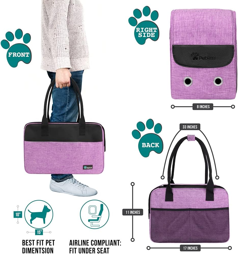 PetAmi Dog Purse Carrier for Small Dogs, Airline Approved Soft Sided Pet Carrier with Pockets