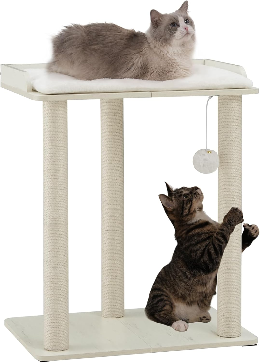 FourFurPets 26.7in Large Cat Tree Tower Condo, Cat Scratch Posts for Indoor Cats, Big Plate, Three