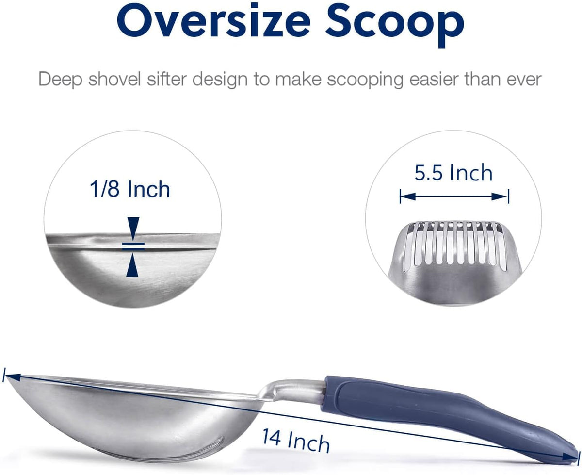 WePet Cat Litter Scoop, Aluminum Alloy Sifter, Kitty Metal Scooper, Deep Shovel, Long Handle, Poop