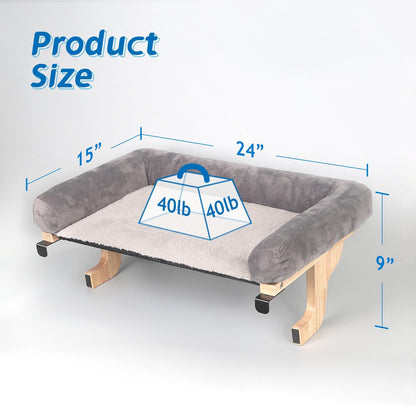 Cat Perch for Window Sill with Bolster - Orthopedic Hammock Design with Premium Hardwood & Robust