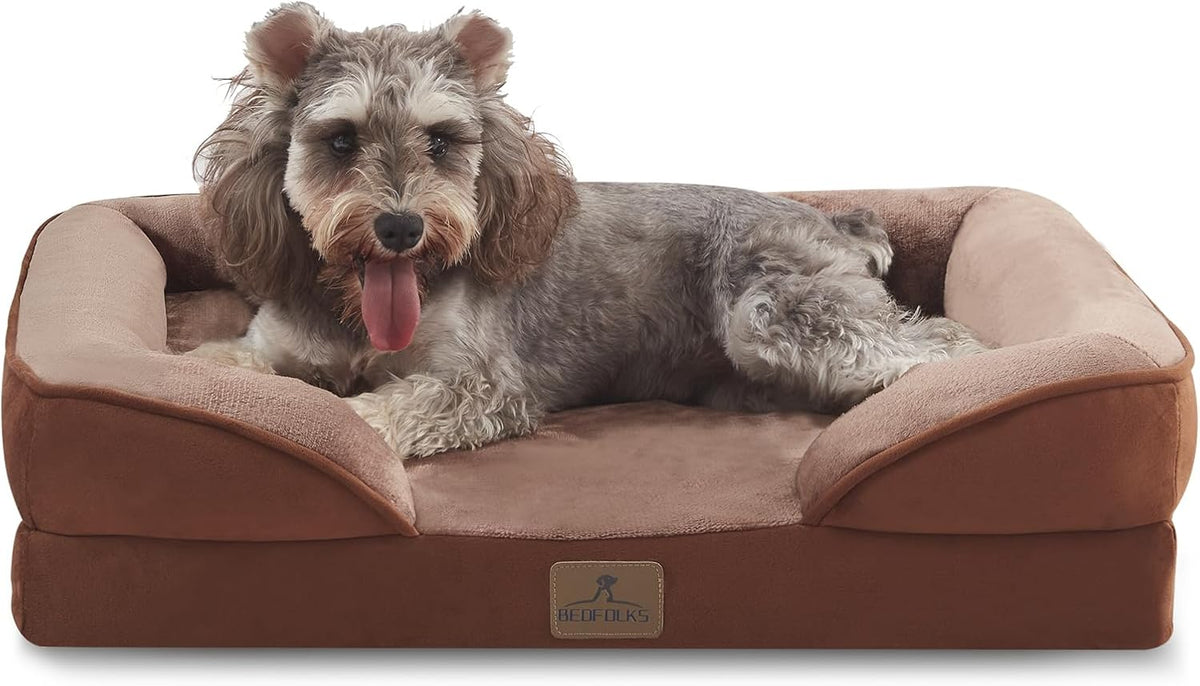 Bedfolks Orthopedic Dog Bed Extra Small, Waterproof Dog Sofa Bed for Small Dogs & Cats, Egg Foam