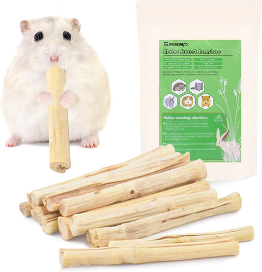 Bissap 145g/0.3Ib Sweet Bamboo Chew Sticks for Rabbits, Bunny Chew Sticks for Rabbits Hamster