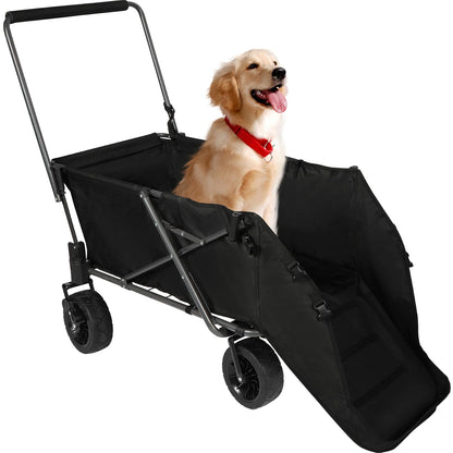 REDCAMP Folding Dog Wagon Cart with Tailgate Heavy Duty, 220L Large Collapsible Utility Cart Dog