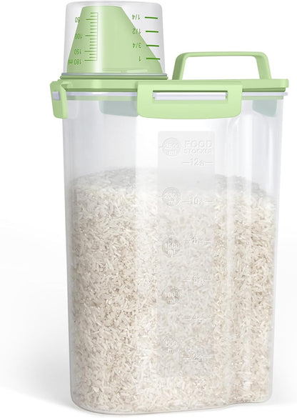 TBMax Small Rice Storage Container -5 Lbs Cereal Dispenser with Measuring Cup, Airtight Dry Food
