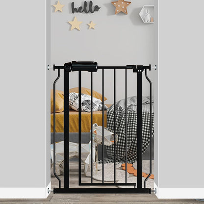 Narrow Baby Gate for Doorways Stairs, 24-29" Wide Pressure Mounted Walk Through Metal Auto Close
