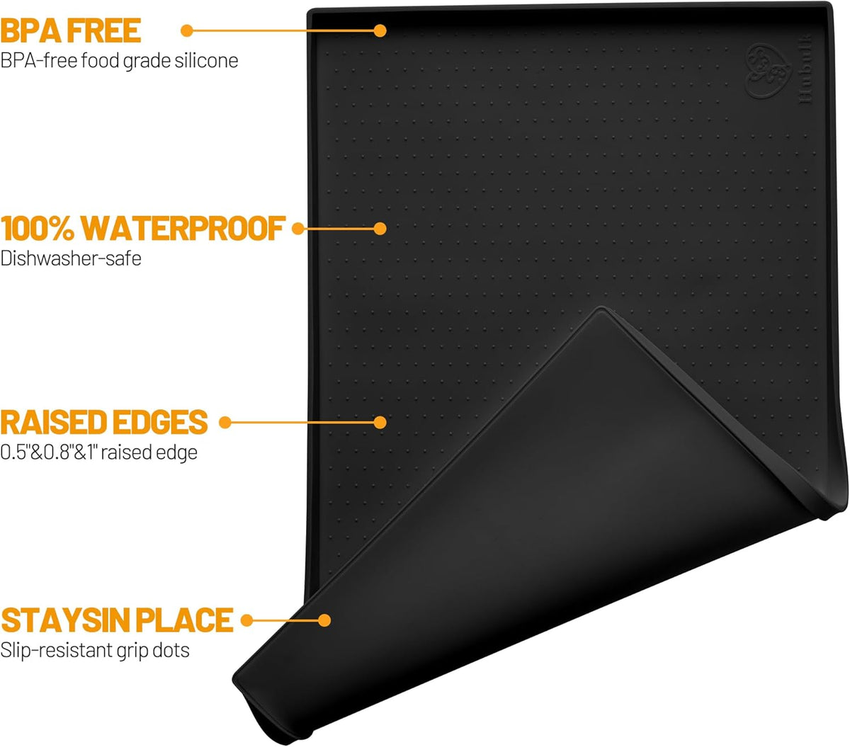 Hubulk Dog Feeding Mat,100% Waterproof Food Grade Silicone Pet Food and Water Bowl