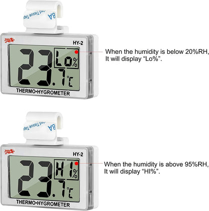 Digital Reptile Thermometer Hygrometer with Hook & Adhesive, LCD Display Temperature Humidity Gauge