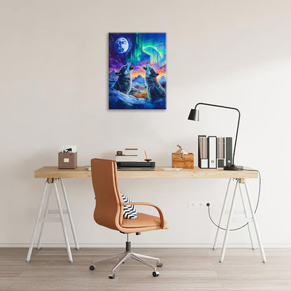 Wolf Wall Art Wolves Canvas Wall Decor Prints Framed Painting Aurora Pictures Gifts Artwork for