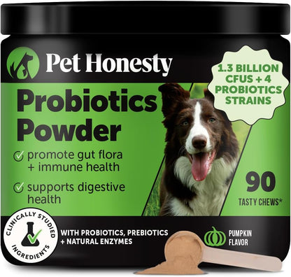 All-Natural Probiotic & Pumpkin Powder Dog Supplement - Prebiotics, Probiotics, Enzymes &