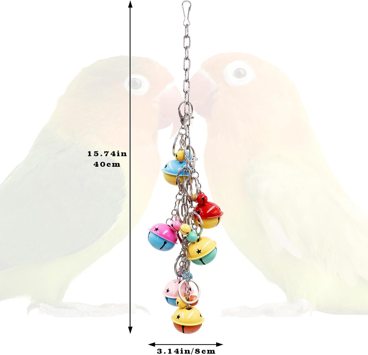 Oooct Bird Swing Bells Toys, Colorful Parrot Metal Bells, Hanging Bird Chewing Toys, Bird Cage