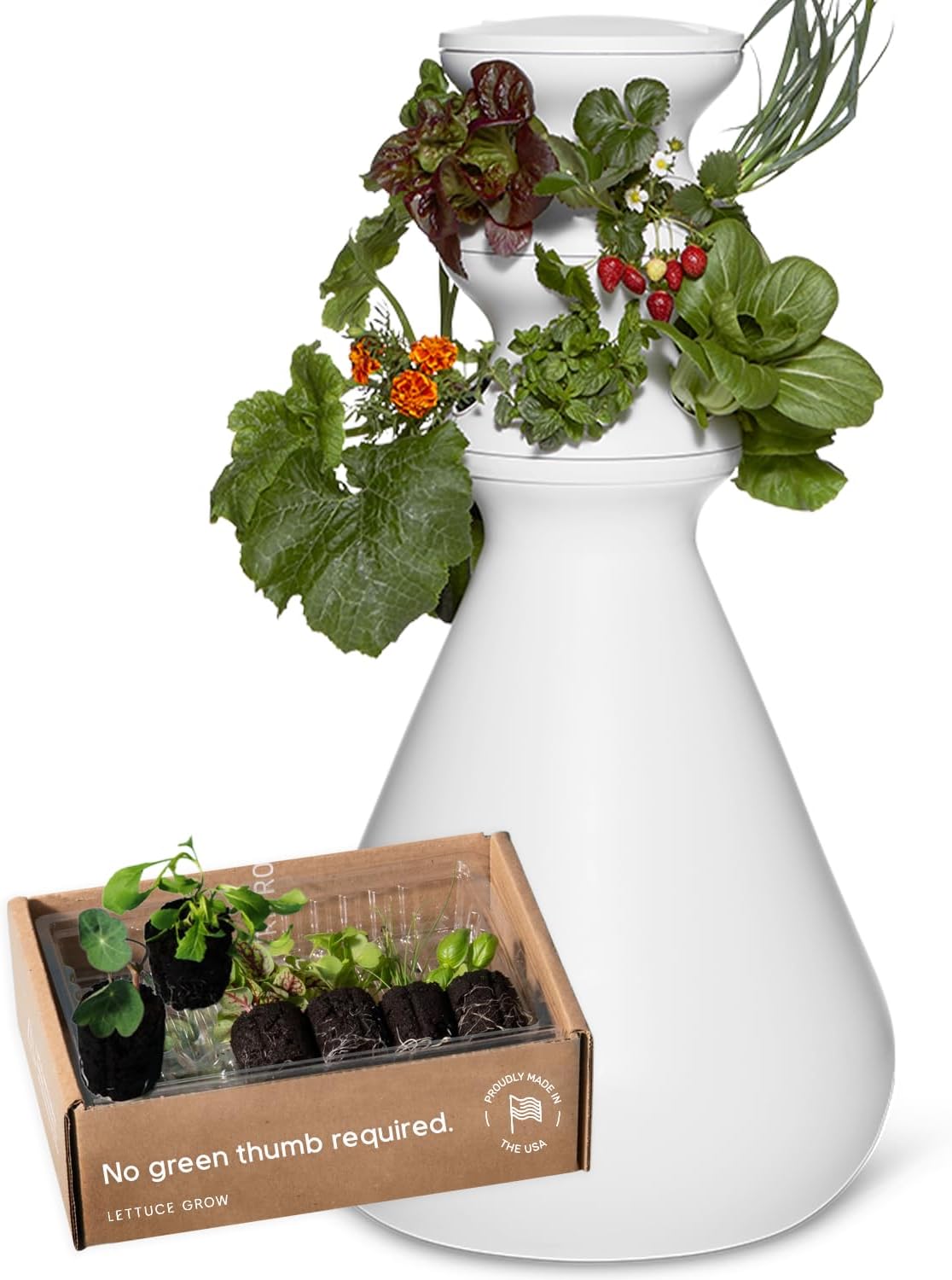 Farmstand Starter Kit + 12 Seedling Credits | Tiny Hydroponic Growing System Kit | Self-Watering