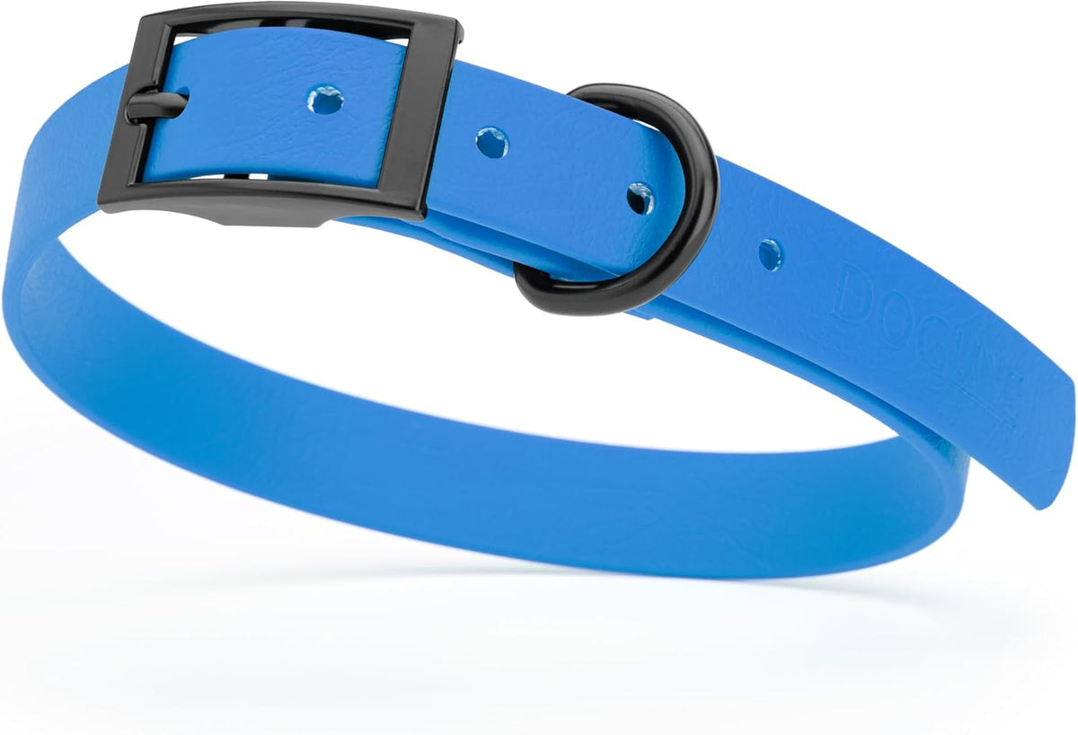 Dogline Biothane Waterproof Dog Collar Strong Coated Nylon Webbing with Black Hardware Odor- Proof