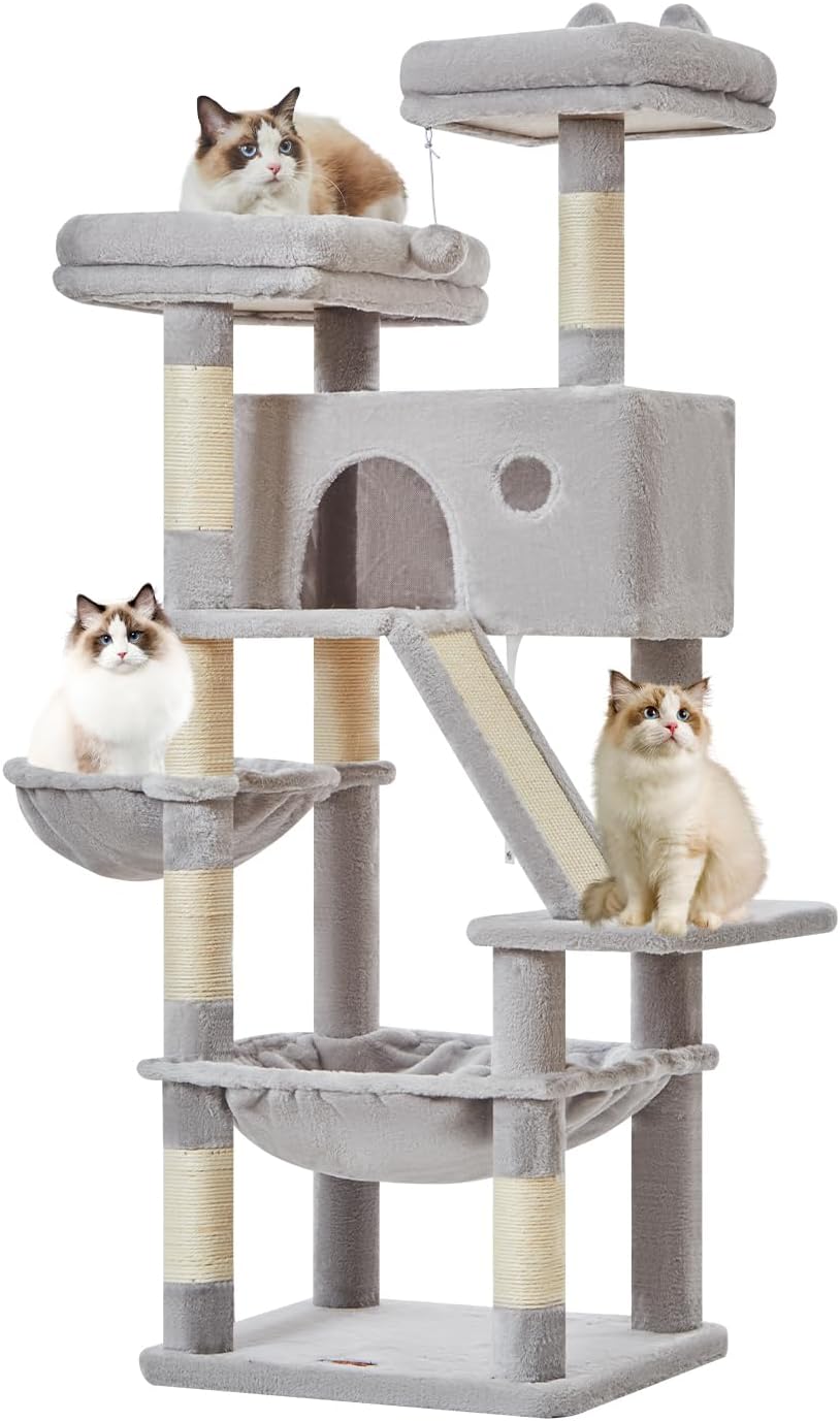 Taoqimiao Cat Tree 57.5-Inch, Cat Tower for Indoor Cats Large Adult, Extra Large Cat Condo, 8 Sisal