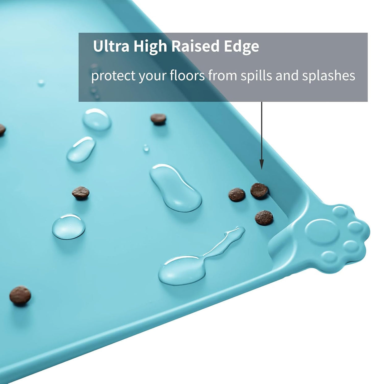 Waterproof Pet Feeding Mat with High Raised Edges, Heavier and Thicker Placemats for Cat Dog Water