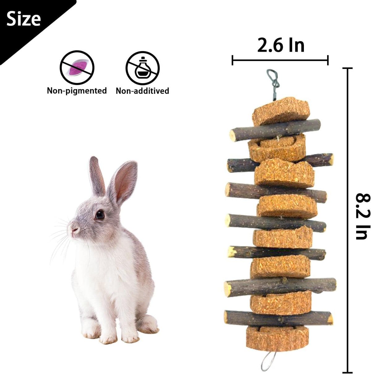 PINVNBY Rabbit Chew Toys for Teeth Hanging,Natural Apple Bunny Chew Sticks Small Animals Molar Wood