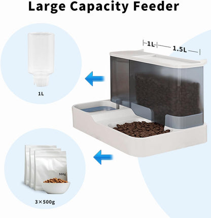 FAMILY'S BACKYARD Cat Bowls for Indoor,Automatic Cat Feeder,Dog Food Dispenser,Fully Enclosed Water
