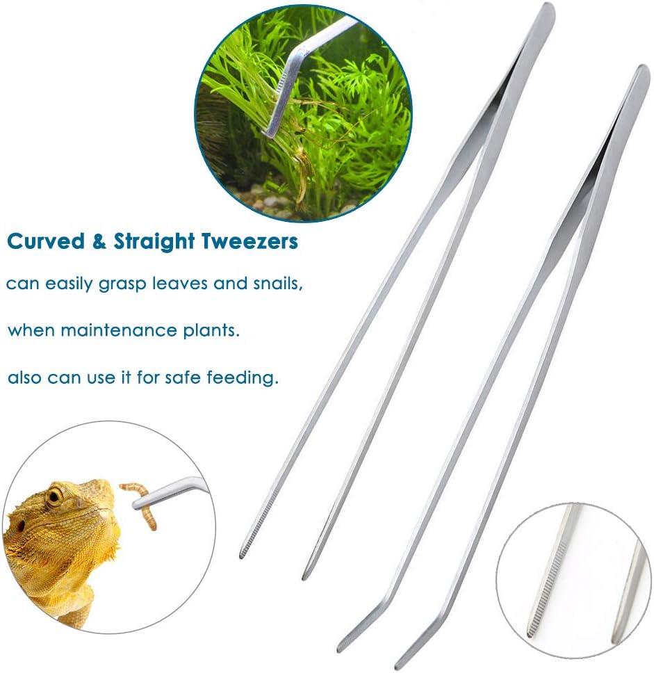 Capetsma Aquascape Tools, Long Stainless Steel Aquarium Plant Tools Aquarium Tweezers Scissors