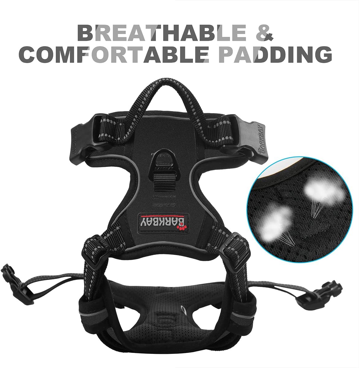 BARKBAY No Pull Dog Harness Front Clip Heavy Duty Reflective Easy Control Handle for Large Dog
