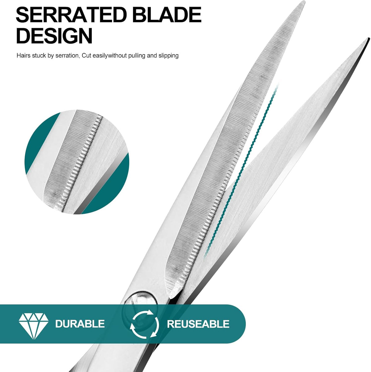 Professional beard scissors, 4.9-inch (silver) small pointed stainless steel hairdressing scissors