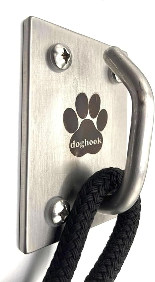 Canine Hitch- Secure Dog Leash Parking Mounted Indoor – Outdoor Wall Hook - Tie Out Stainless Steel