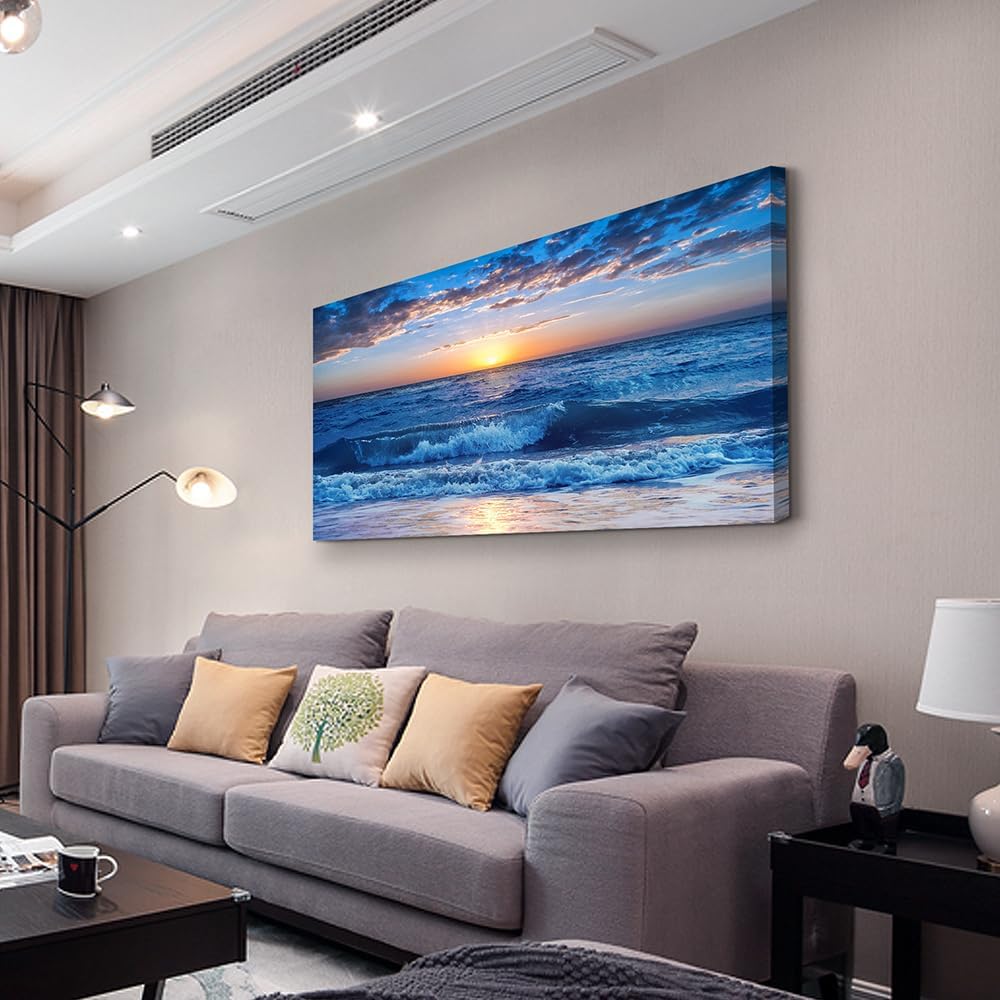Lapremoly Large Wall Art For Living Room Canvas Wall Decor For Office Bedroom Wall Decorations Blue