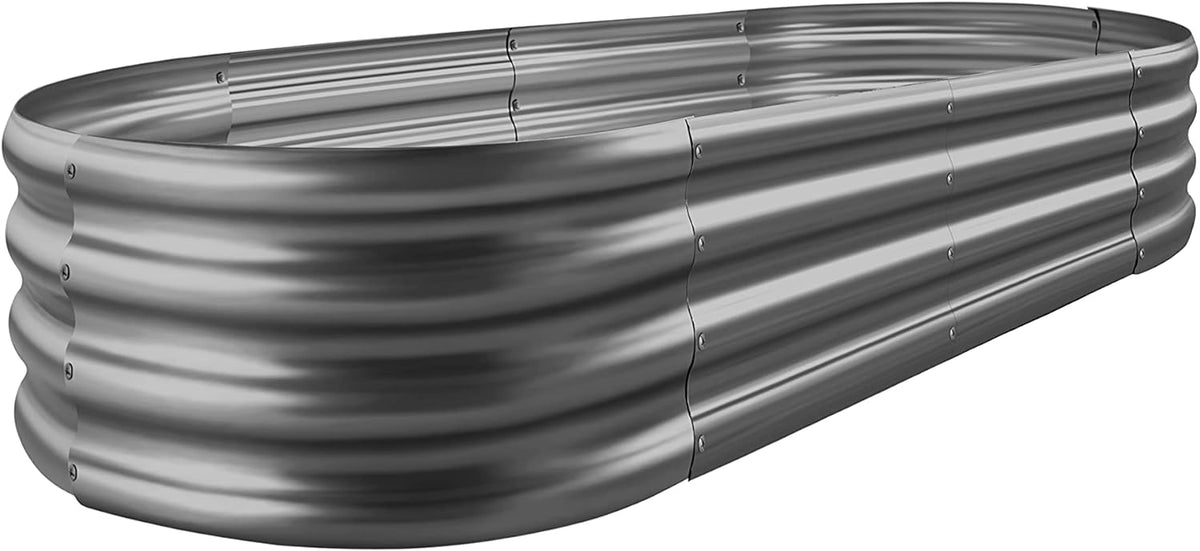 Land Guard 6×3×1 ft Galvanized Raised Garden Bed Kit， Raised Garden Boxes Outdoor, Oval Metal