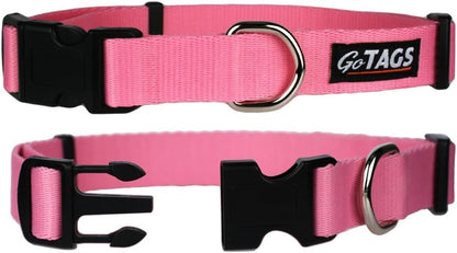 GoTags Dog Collars, Durable Solid Nylon Dog Collars in 5 Color Options and 4 Adjustable Sizes for