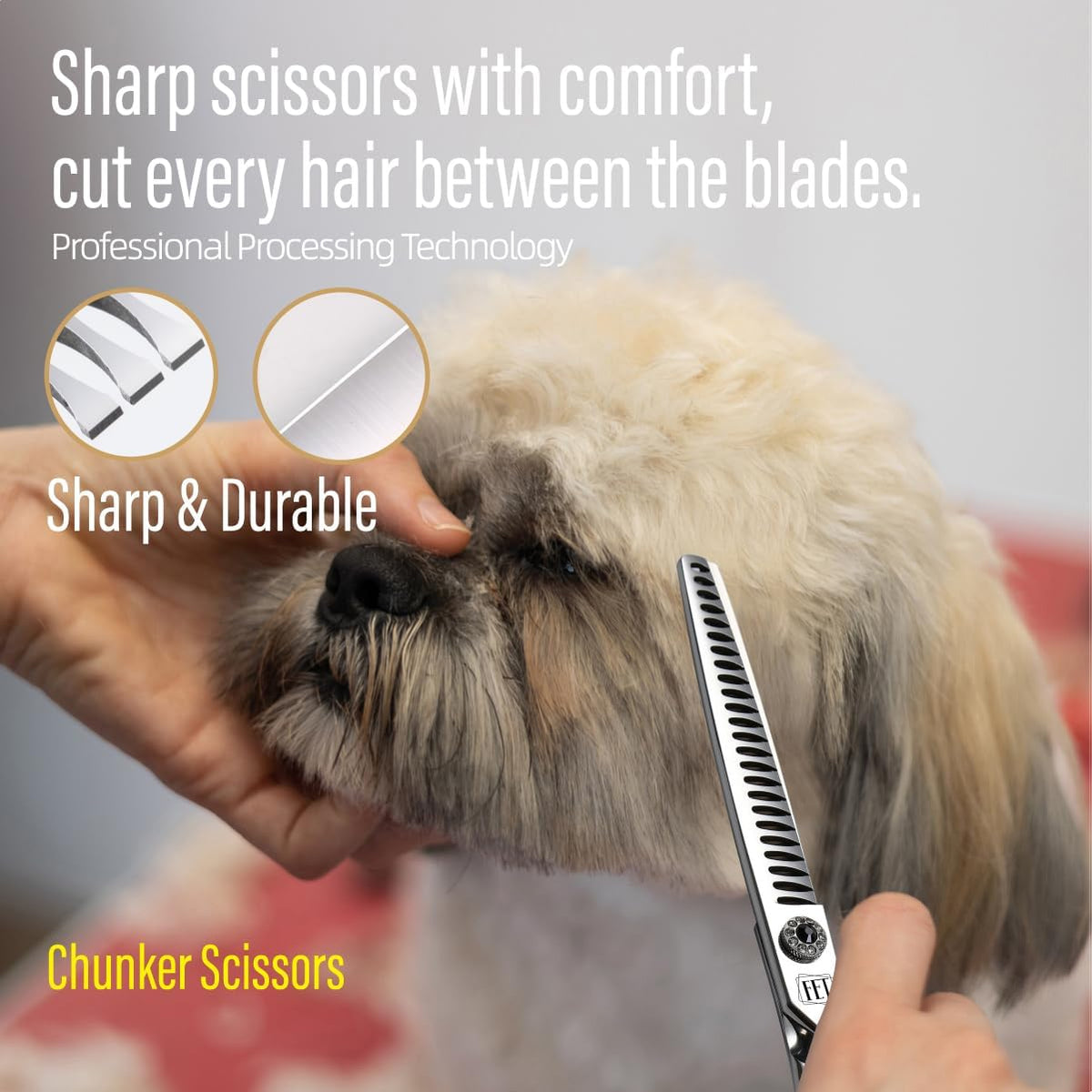 Dog Grooming Scissors: 7.5 inch Pet Chunker Shears Made Of Japanese 440C Advanced Stainless Steel