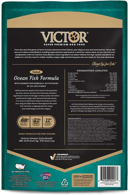VICTOR Super Premium Dog Food – Select Ocean Fish Formula with Salmon – Omega-3 and Omega-6