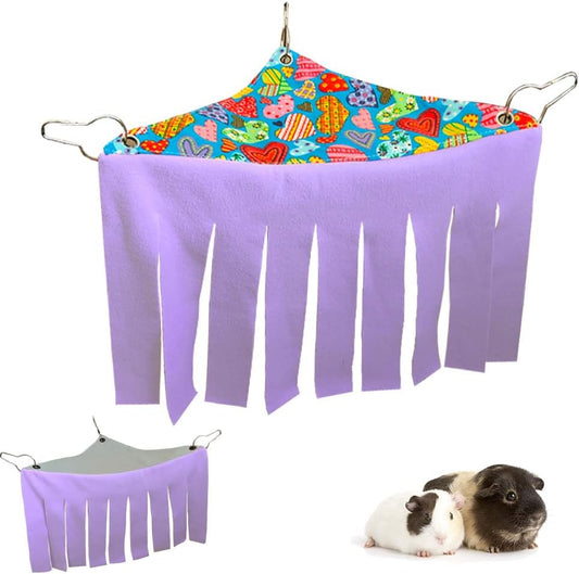RIOUSSI Guinea Pig Hideout Hideaway Corner Fleece Toys Cage Accessories with Reversible Sides