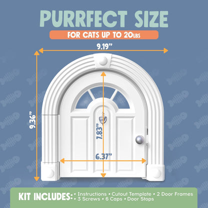 Meow Manor® Cat Door Interior Door - No-Flap, Interior Cat Door for Cats Up to 20 lbs, Easy DIY