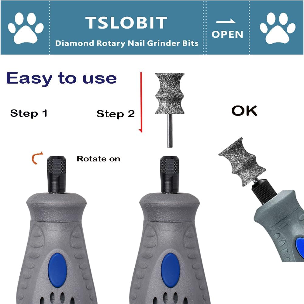 Diamond Dog Nail Grinder Attachment,1/8'' Pet Nail Grinder Wheel for Dremel Dog Nail Grinder
