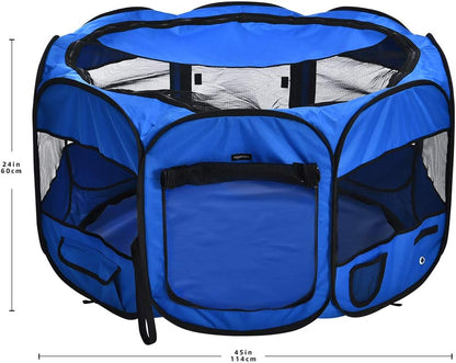Amazon Basics Foldable Octagonal Indoor and Outdoor Portable Soft Dog Pen/Puppy Pen/Playpen, 114 cm