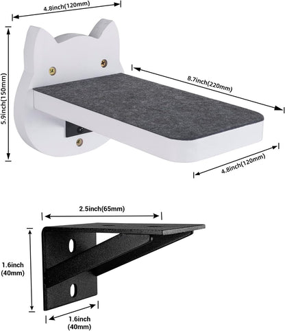 ESPETS White Painted Wooden Cat Wall Floating Steps Set of 3 - Wall Mounted Cat Floating Furniture