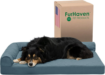 Furhaven Cooling Gel Dog Bed for Large/Medium Dogs w/ Removable Bolsters & Washable Cover, For Dogs