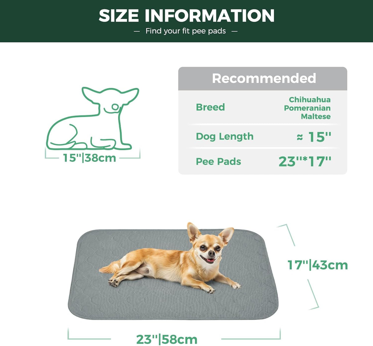 FXW Washable Pee Pads for Dogs, Puppy Pads with Super Absorbent, Specifically Designed for 24inch