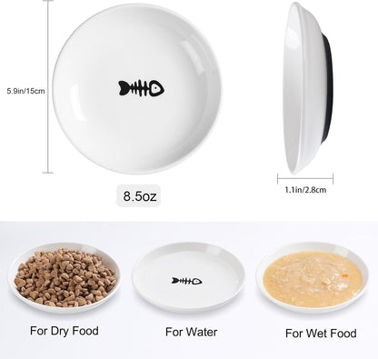 Cat Food Bowl,Healthy Ceramic Cat Bowls for Indoor Cats,Anti Whisker Fatigue Cats Dishes
