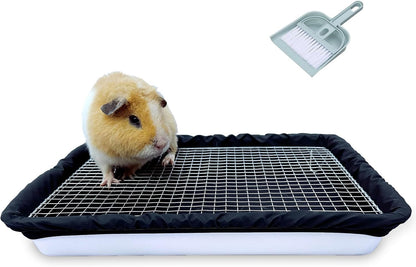Guinea Pigs Litter Box with Stainless Steel Grid & 2 Reusable Waterproof Liners, Small Animal Potty