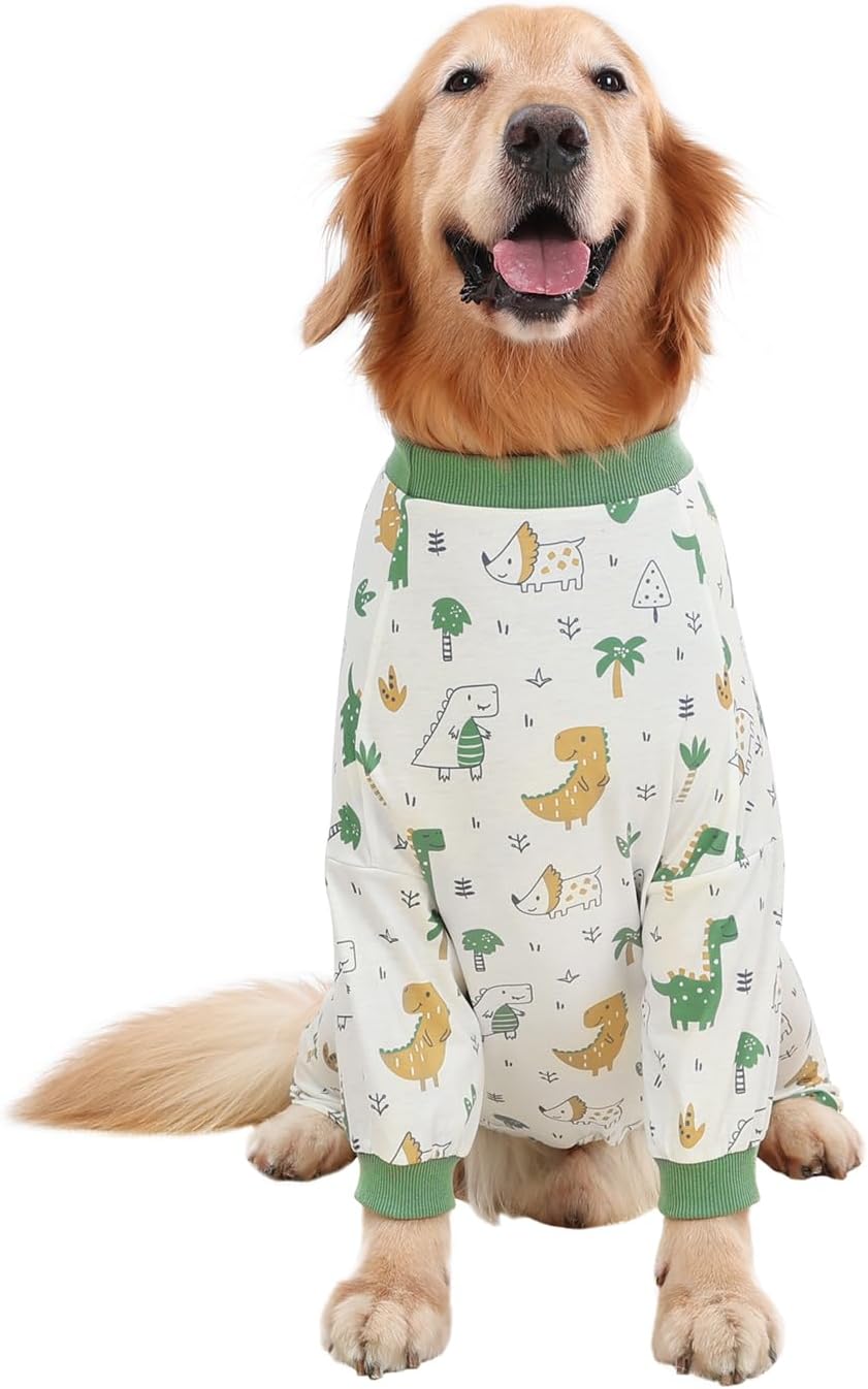 HDE Dog Pajamas One Piece Jammies Jumpsuit Pet Clothes Outfit Stretchy Lightweight Comfy Shirt Pjs