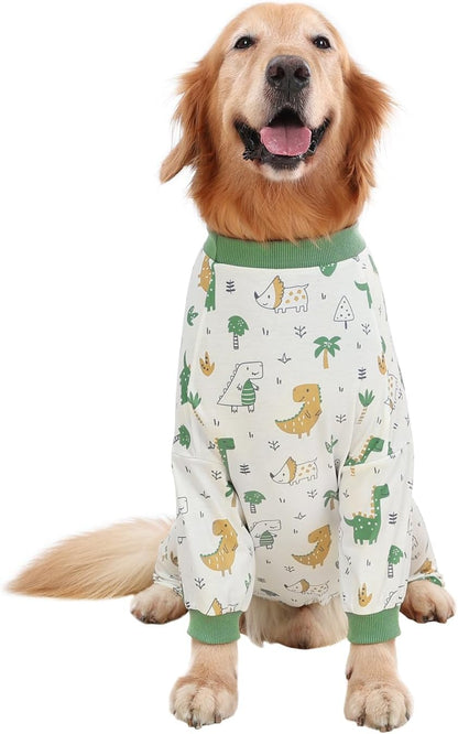 HDE Dog Pajamas One Piece Jammies Jumpsuit Pet Clothes Outfit Stretchy Lightweight Comfy Shirt Pjs