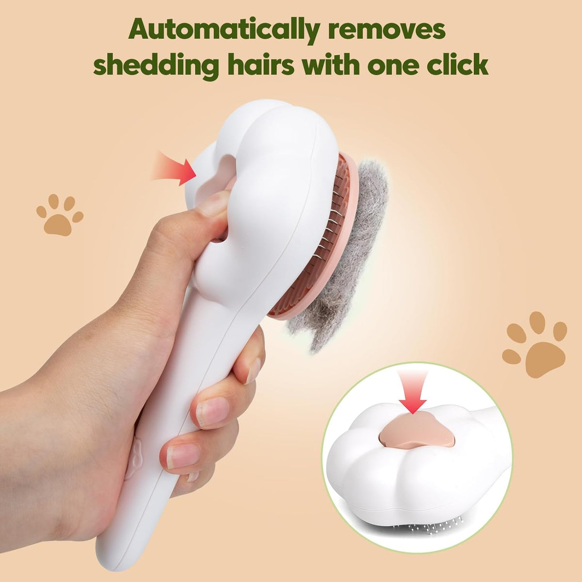 Self-Cleaning Cat Brush with Cat Nail Clipper 2-Pieces Set, Daily Cleaning Grooming Kit for Small