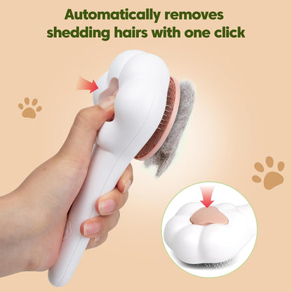 Self-Cleaning Cat Brush with Cat Nail Clipper 2-Pieces Set, Daily Cleaning Grooming Kit for Small