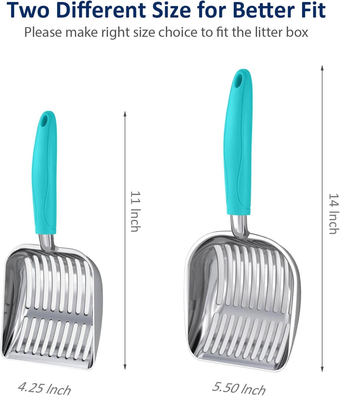 WePet Cat Litter Scoop, Aluminum Alloy Sifter, Kitty Metal Scooper, Deep Shovel, Long Handle, Poop