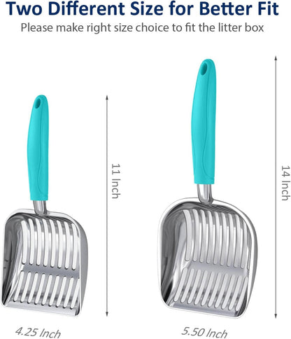 WePet Cat Litter Scoop, Aluminum Alloy Sifter, Kitty Metal Scooper, Deep Shovel, Long Handle, Poop