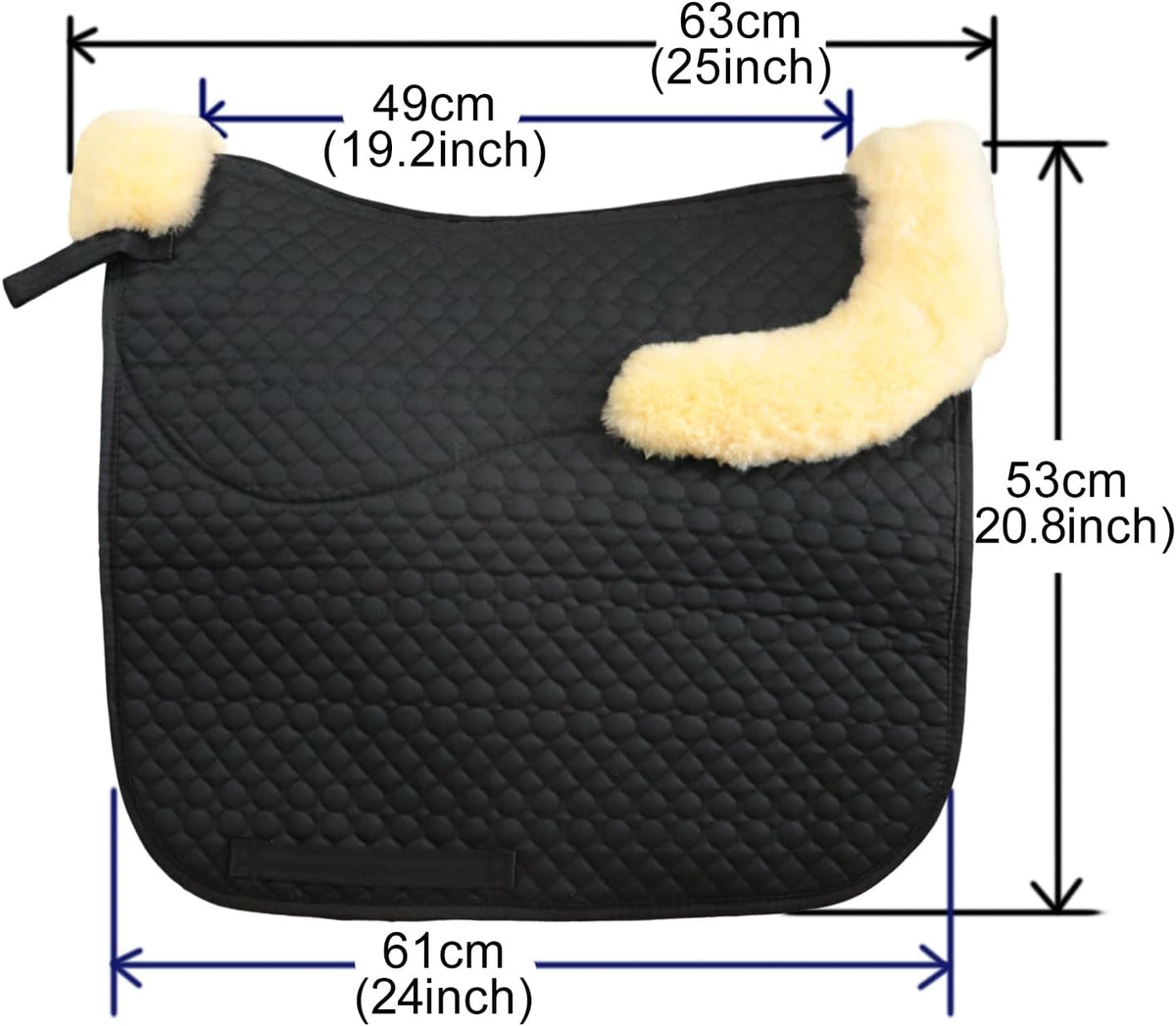 Woolous Dressage Saddle Pad, English Saddle Pad with Sheepskin Trim, Lambskin Wool Fleece Lining