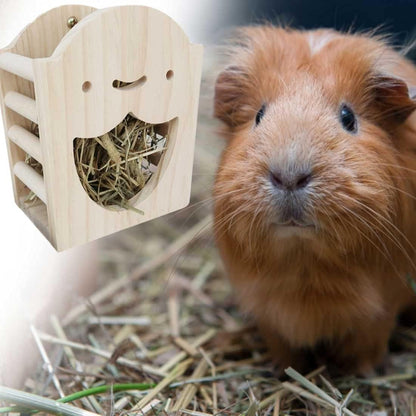 kathson Rabbit Hay Feeder Rack Wood Grass Holder Less Wasted Hay Box Food Feeding Manger Hanging