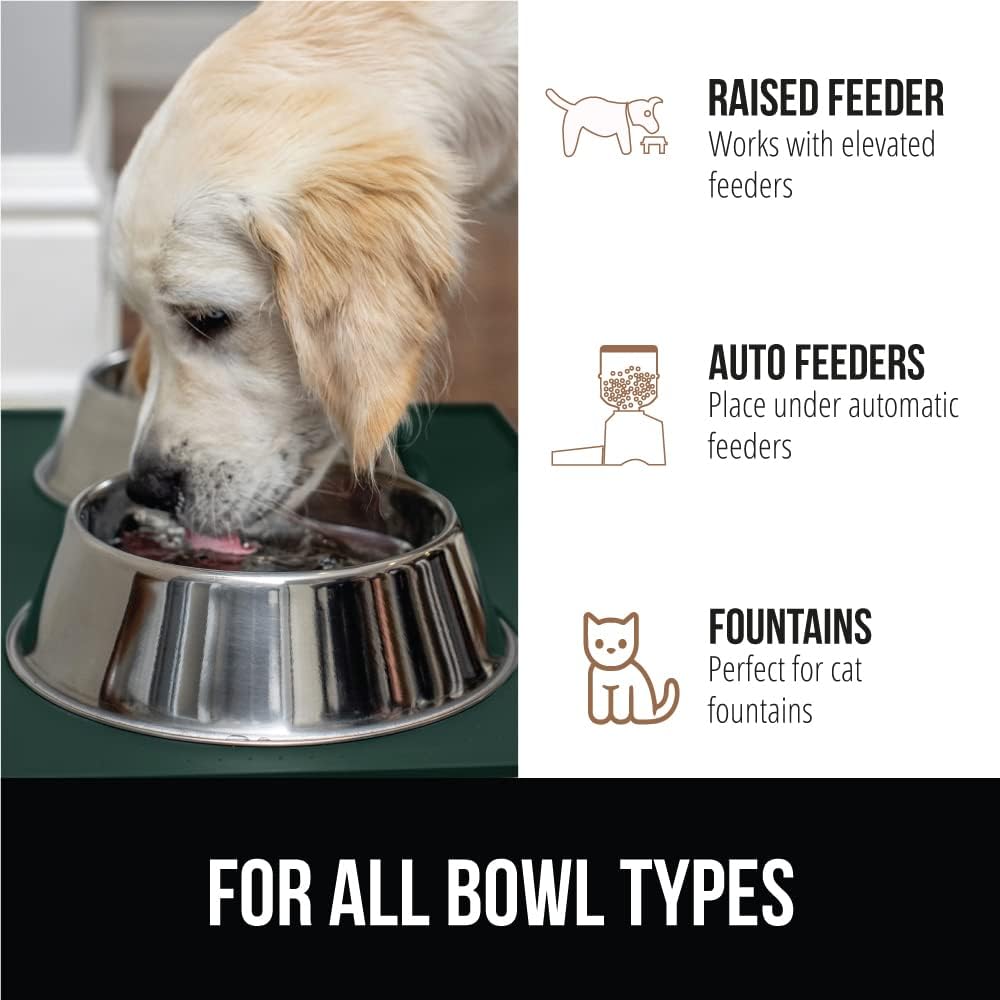 GORILLA GRIP 100% Waterproof Raised Edge BPA Free Silicone Pet Feeding Mat, Dog Cat Food Mats