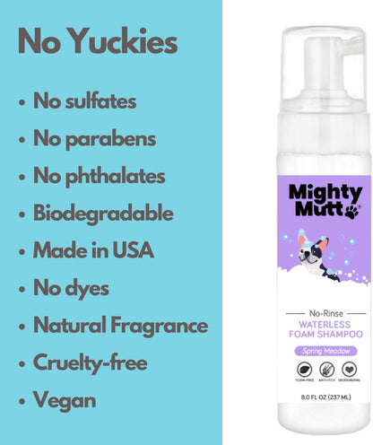 Mighty Mutt Hypoallergenic Waterless Shampoo for Dogs | Dry Shampoo for Dogs | Waterless Foam No