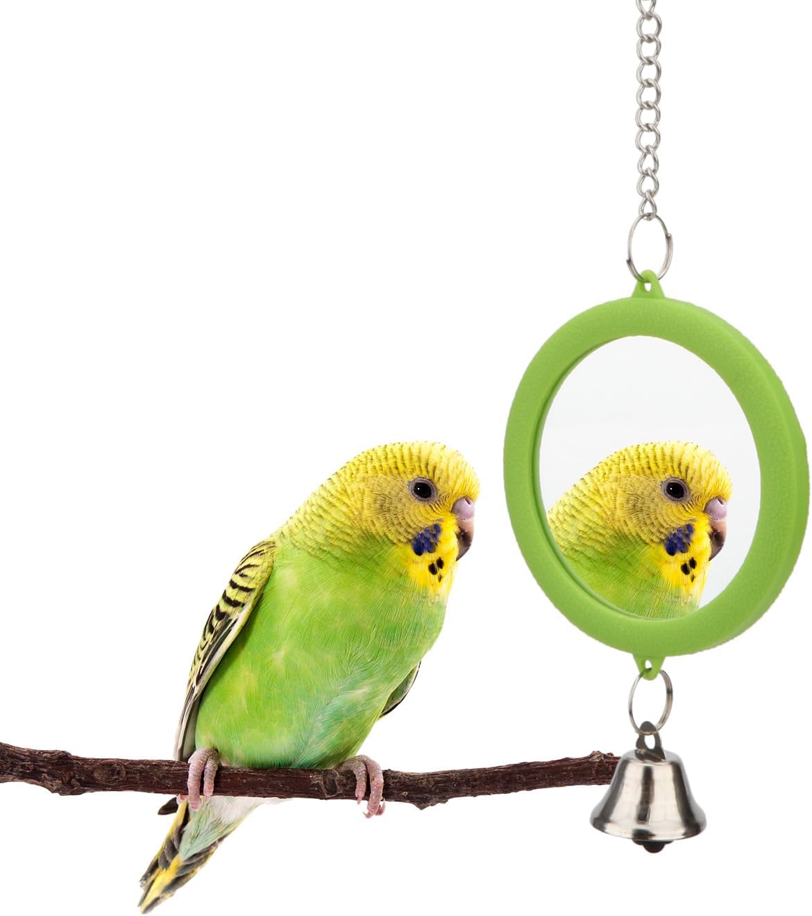 Hypeety Pet Bird Mirror with Bell Interactive Parrot Toy Bird Cage Mirror for Cockatiel Parakeets